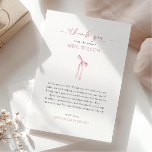 She’s Tying the Knot Coquette Bow Bridal Shower  Thank You Card