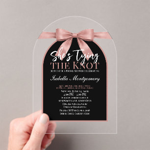 She’s Tying the Knot Dusty Pink Palette Bow Acrylic Invitations