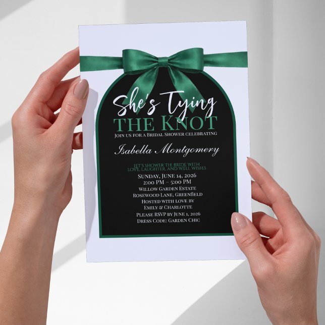 She’s Tying the Knot Emerald Green Palette Bow Invitation (She’s Tying the Knot Emerald Green Palette Bow Invitations
)