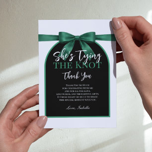 She’s Tying the Knot Emerald Green Palette Bow Thank You Card