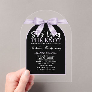 She’s Tying the Knot Lavender Palette Bow Acrylic Invitations
