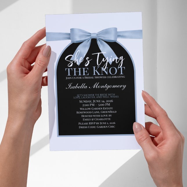 She’s Tying the Knot Light Blue Palette Bow Invitation (She’s Tying the Knot Light Blue Palette Bow Invitations
)