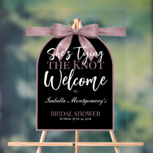 She’s Tying the Knot Mauve Bow Welcome Acrylic Sign