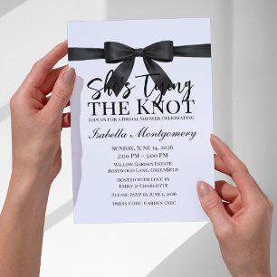She’s Tying the Knot Theme Black Bow Invitation