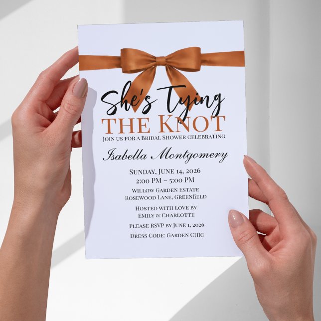 She’s Tying the Knot Theme Burnt Orange Bow Invitation (She’s Tying the Knot Theme Burnt Orange Bow Invitation
)