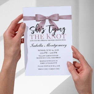 She’s Tying the Knot Theme Mauve Bow Invitation