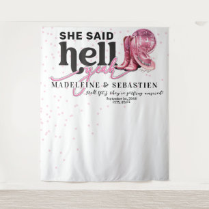 She Said Hell Yeah Western Booth Wedding Backdrop Tapestry
