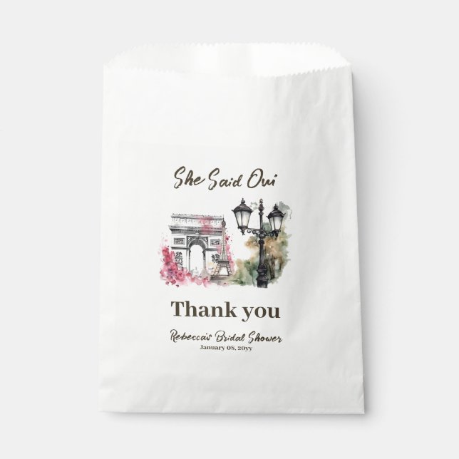 She Said Oui Paris Bridal Shower Parisian Brunch Favour Bags (Front)