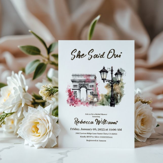 She Said Oui Paris Bridal Shower Parisian Brunch Invitation (Creator Uploaded)