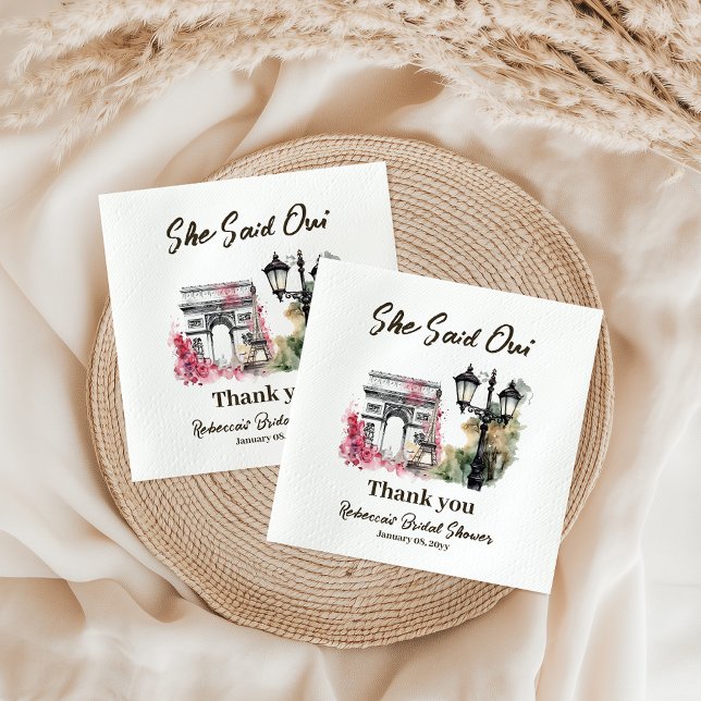 She Said Oui Paris Bridal Shower Parisian Brunch Napkin (Creator Uploaded)
