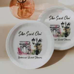 She Said Oui Paris Bridal Shower Parisian Brunch Paper Plate