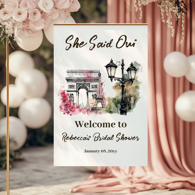 She Said Oui Paris Bridal Shower Parisian Brunch Poster (Creator Uploaded)