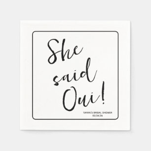 She Said Oui!  Paris, France Themed Bridal Shower Napkin