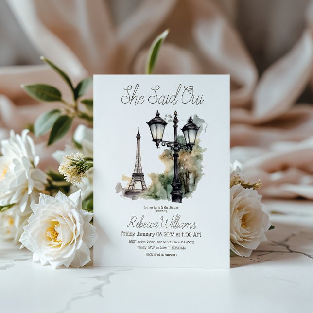 She Said Oui Parisian Bridal Shower Brunch Invitation (Creator Uploaded)