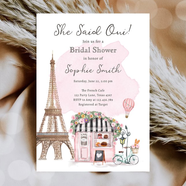 She Said Oui Parisian French Bridal Shower Invitation (Creator Uploaded)