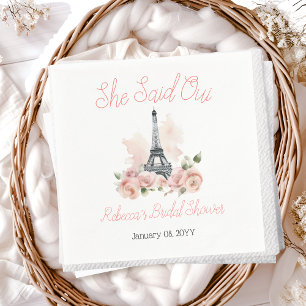 She Said Oui Parisian Pink Floral Bridal Shower Napkin