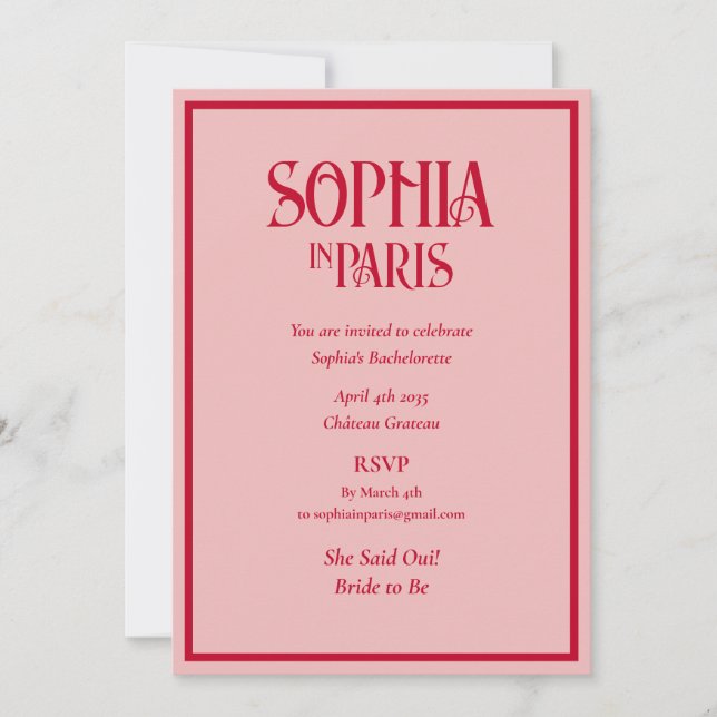 She Said Oui! The Bride To Be Paris Bachelorette Invitation (Front)