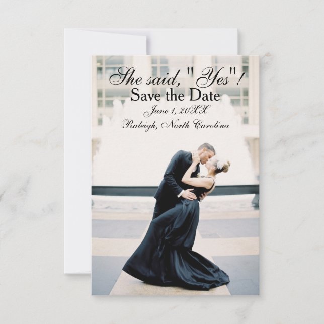 She Said "Yes" - 3x5 Save the Date Announcement (Front)