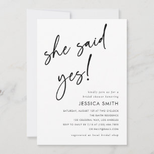 She Said Yes All-in-One QR Code Bridal Shower Invitation