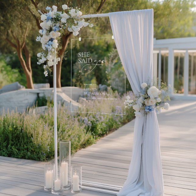 She Said Yes Bridal Shower Acrylic Welcome Sign (She Said Yes Bridal Shower Acrylic Welcome Sign)