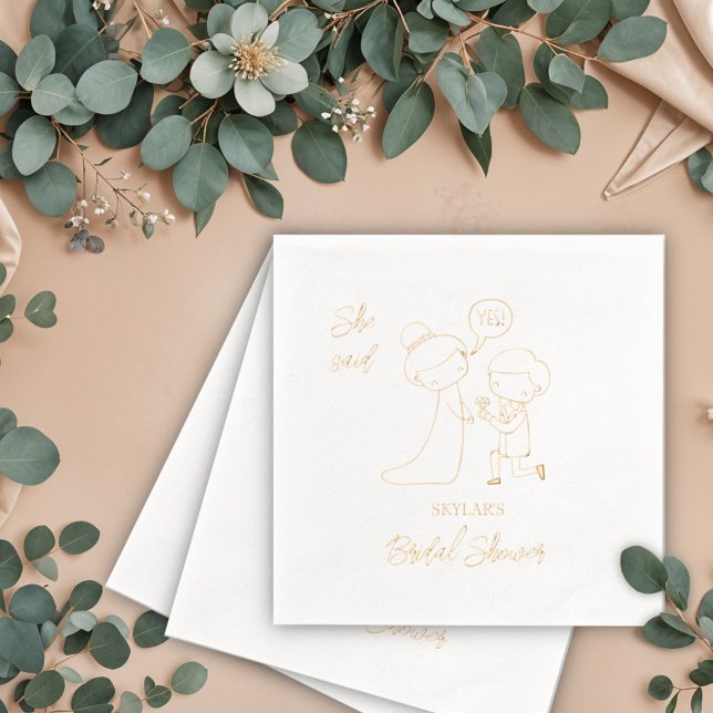 She Said Yes Bridal Shower Foil Napkins (Creator Uploaded)