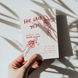 She Said Yes! Bridal Shower Illustrated Invitation