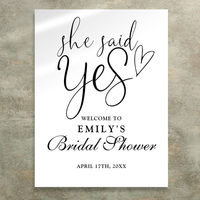 She Said Yes Bridal Shower Welcome Sign (She Said Yes Bridal Shower Welcome Sign)