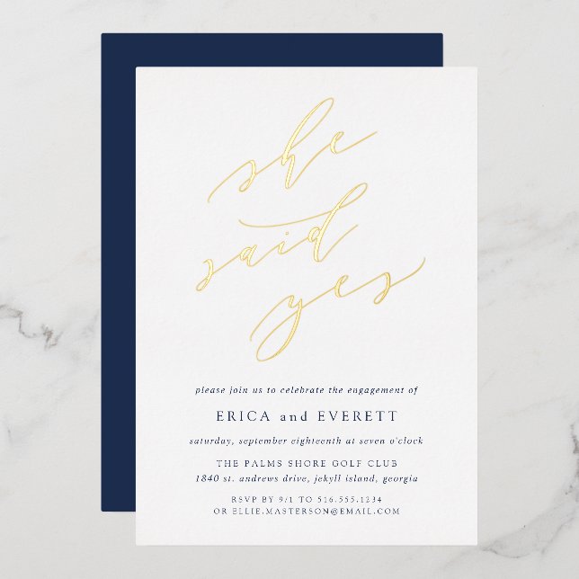 She Said Yes | Calligraphy Engagement Party (Front/Back)