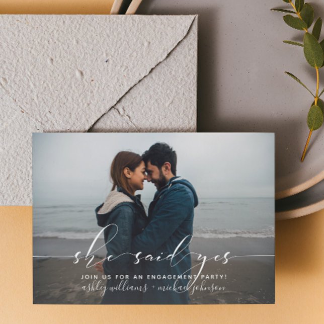 She Said Yes Calligraphy Engagement Party Invite (Creator Uploaded)