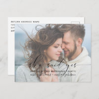 She Said Yes Calligraphy Engagement Party Invite