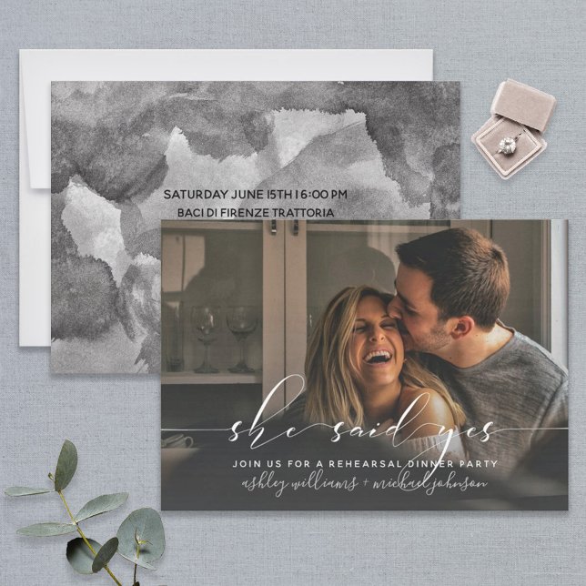 SHE SAID YES | Calligraphy Rehearsal Dinner Invite (Creator Uploaded)