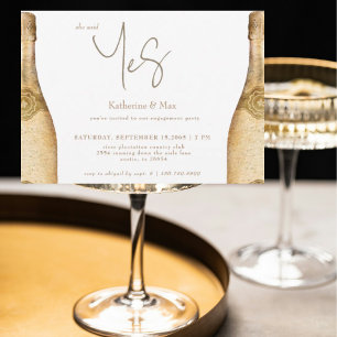 She Said Yes Champagne Engagement Party Invitation