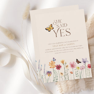 She Said Yes Colourful Wildflower Engagement Party Invitation