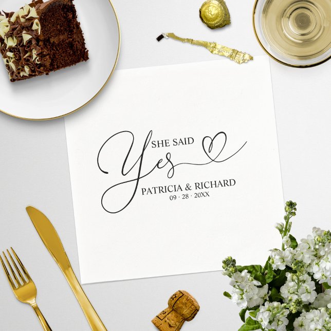 She Said Yes Cute Engagement Party Napkins (Creator Uploaded)