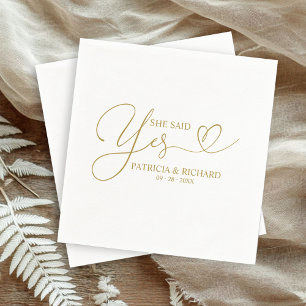 She Said Yes Cute Engagement Party Napkins