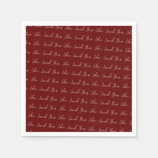 She Said Yes, Elegant Typography Napkin (Front)