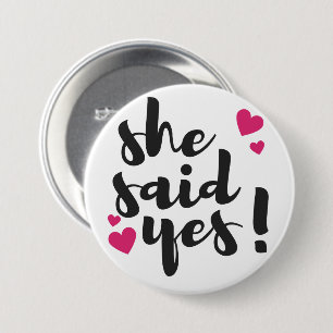 She Said Yes! Engagement Celebration – Romantic 7.5 Cm Round Badge