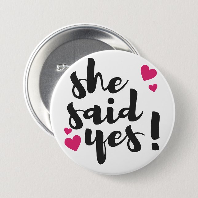 She Said Yes! Engagement Celebration – Romantic  7.5 Cm Round Badge (Front & Back)