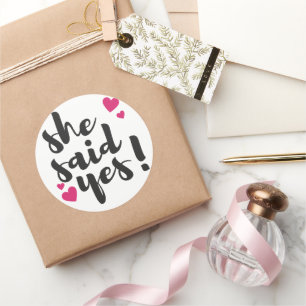 She Said Yes! Engagement Celebration – Romantic  Classic Round Sticker