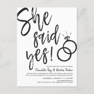 She Said Yes!   Engagement Dinner with Friends Pos Invitation Postcard