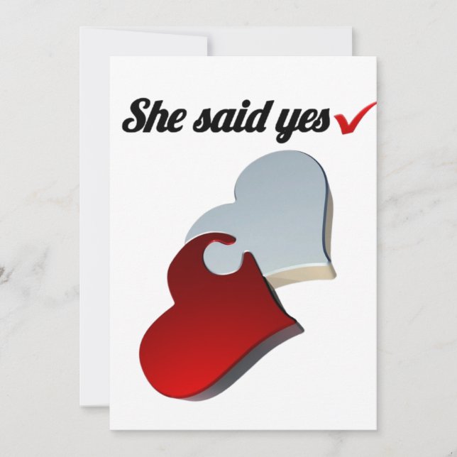 She Said Yes Engagement Invitation – Heart Design  (Front)