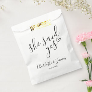 She Said Yes Engagement Party Black And White Favour Bags