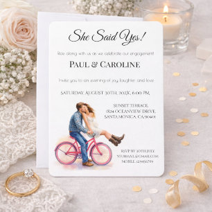 She Said Yes Engagement Party Casual Romantic Invitation