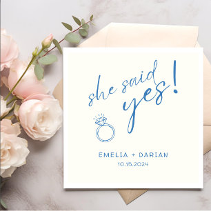 She Said Yes Engagement Party Dusty Black Napkin