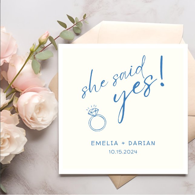 She Said Yes Engagement Party Dusty Black Napkin (Creator Uploaded)