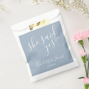 She Said Yes Engagement Party Dusty Blue Favour Bags