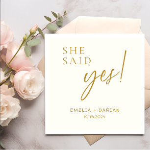She Said Yes Engagement Party Dusty Yellow Napkin