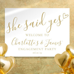 She Said Yes Engagement Party Gold Welcome Sign