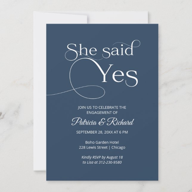 She Said Yes Engagement Party Invitation (Front)