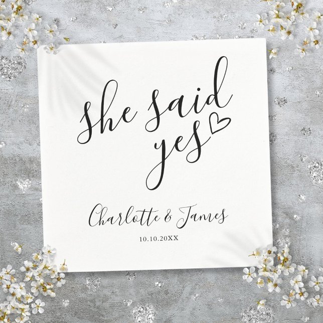 She Said Yes Engagement Party Love Heart Napkin (She Said Yes Engagement Party Love Heart Napkins)